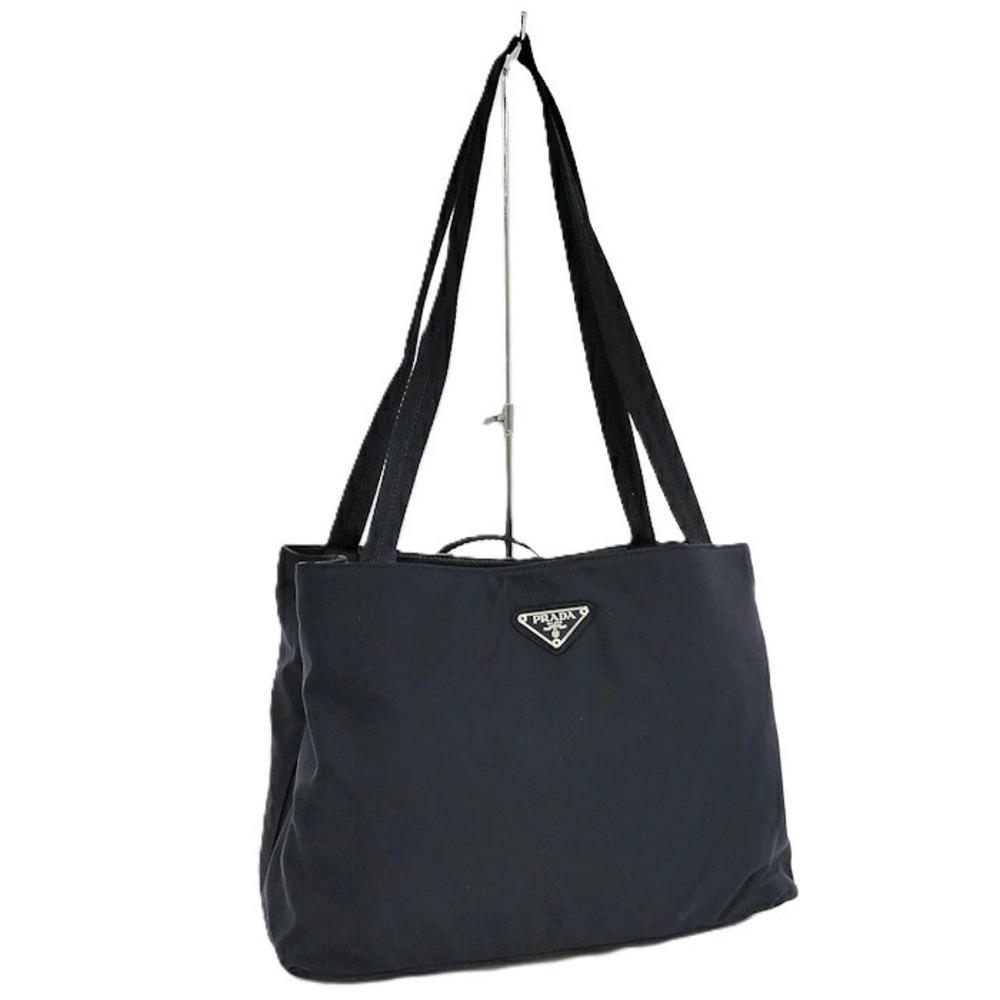 Prada Tessuto nylon tote bag iconic logo plaque Black